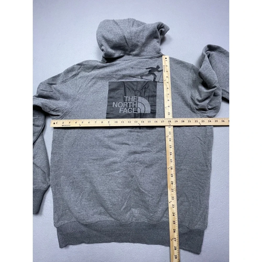 The North Face Hoodie Poly Cotton Viscose Gray Skier Graphic Large Mens